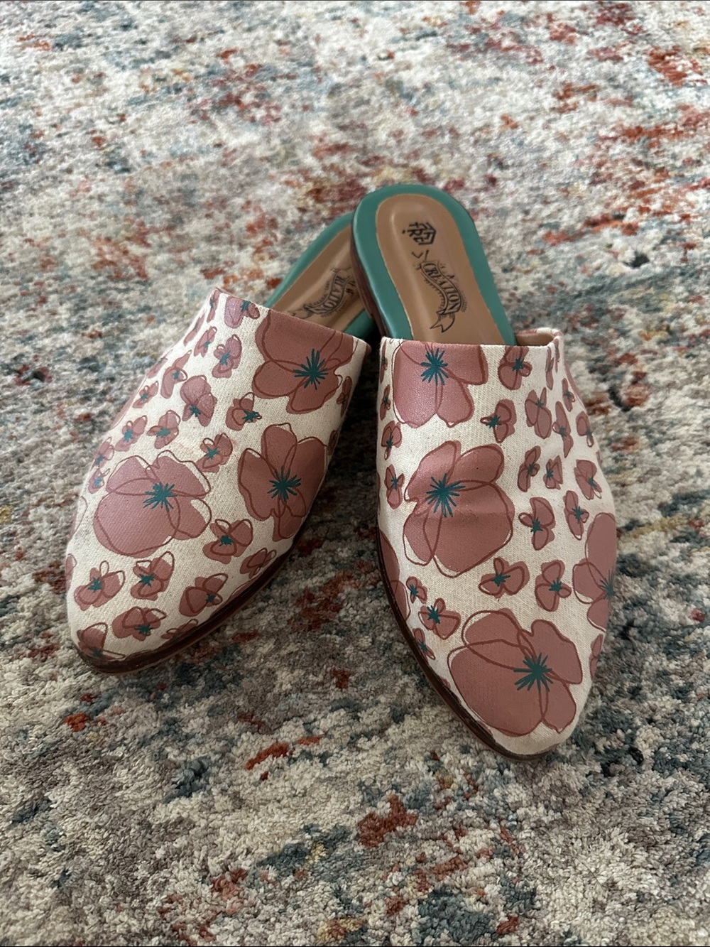 Floral Slip-On Mules in Rose Pink